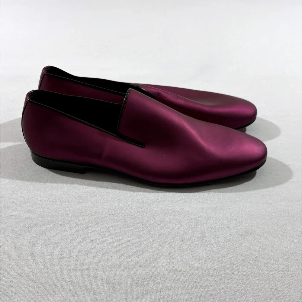 Ron Tomson Patent Leather Loafer Metallic Fuchsia Pink Polished Shoes Slip On 43